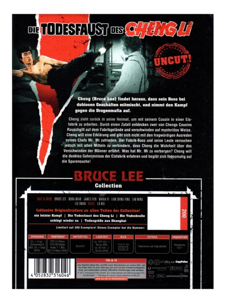 Bruce Lee - Mein letzter Kampf / Die Todeskralle schlägt wieder zu / Die Todesfaust des Cheng Li / Todesgrüsse aus Shanghai - 4 x Mediabook - Cover B - Blu-ray & DVD - Neu & OVP